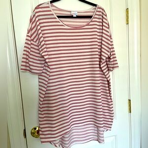 LuLaRoe Irma Red and white Striped Women's top sz XL